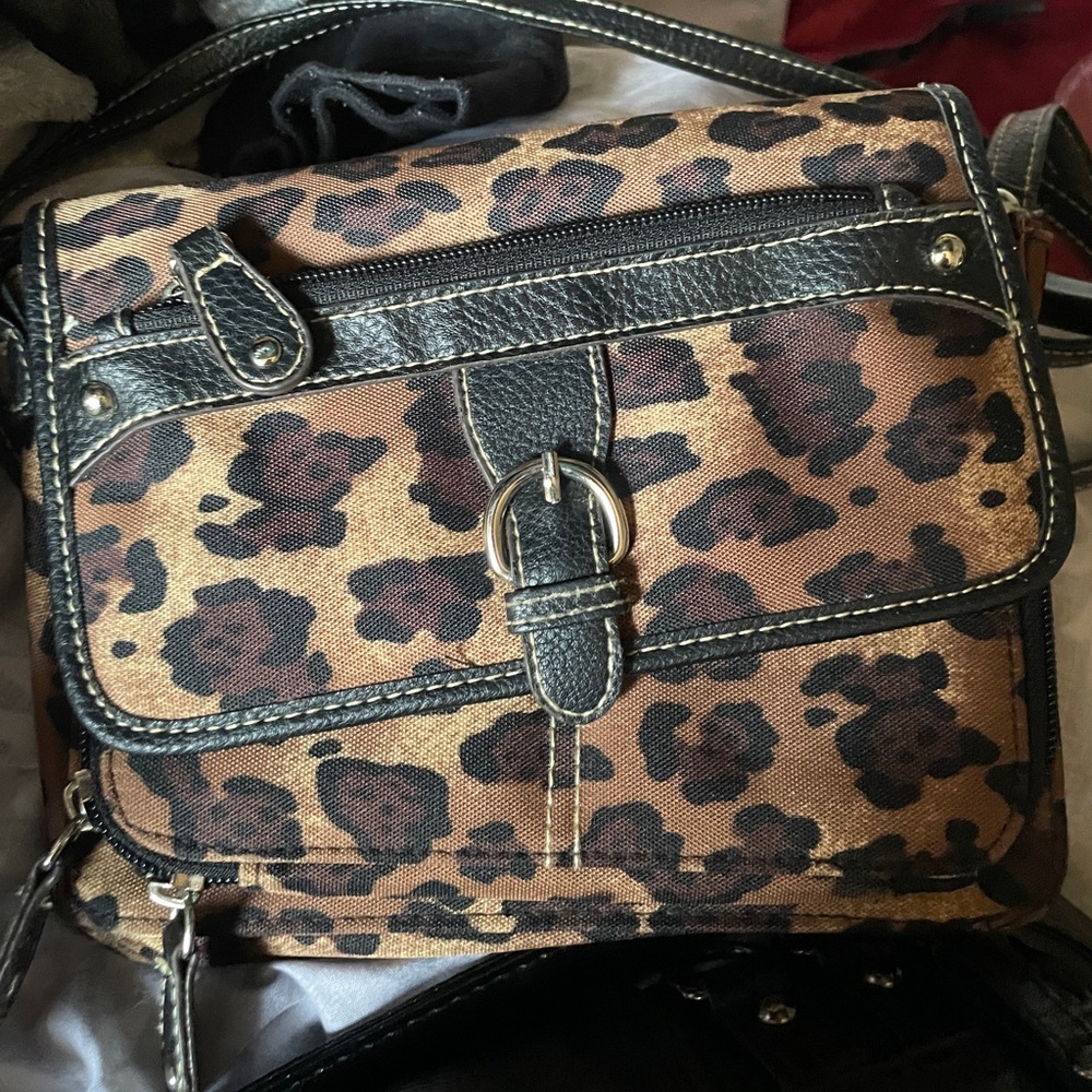 leopard print cross body purse/wallet